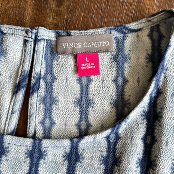 Vince Camuto Women's Blouse Blue, size L, Knit High Low Tunic with side tie - Picture 8 of 11